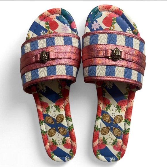 Kurt Geiger Shoes - New without tags Kurt Geiger southbank stripe flat sandals. 7.5. Never worn.